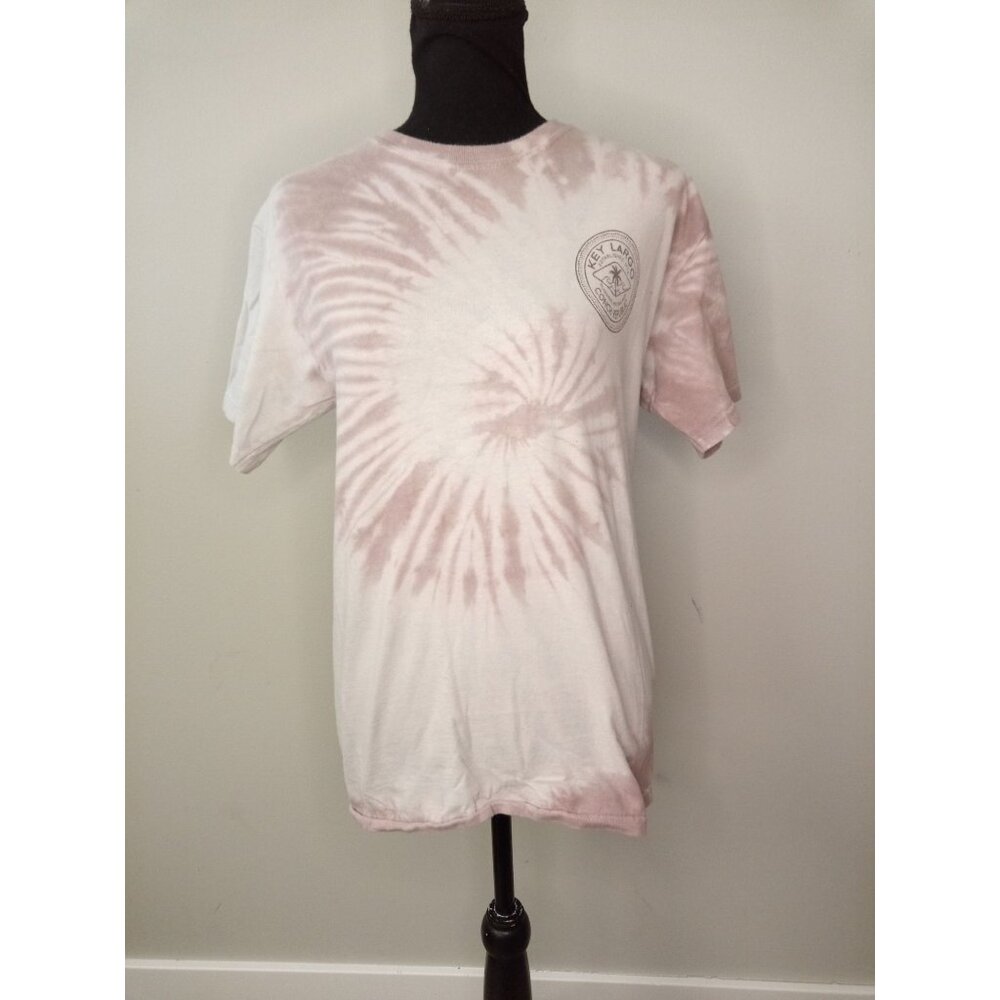 Key Largo Women's Pink and White Tie-Dye Short Sleeve T-Shirt Size Small